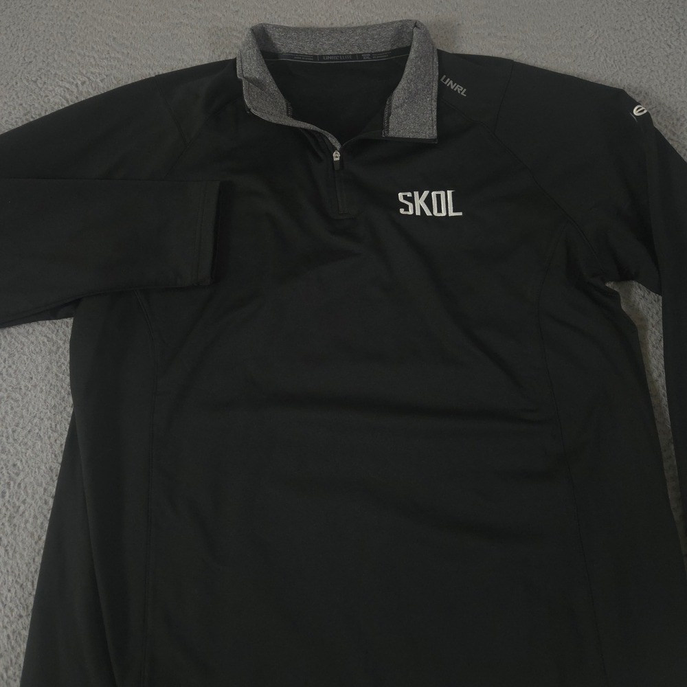 UNRL Pullover Mens 2XL Black Interlock 1/4 Zip SKOL Performance Stretch Active